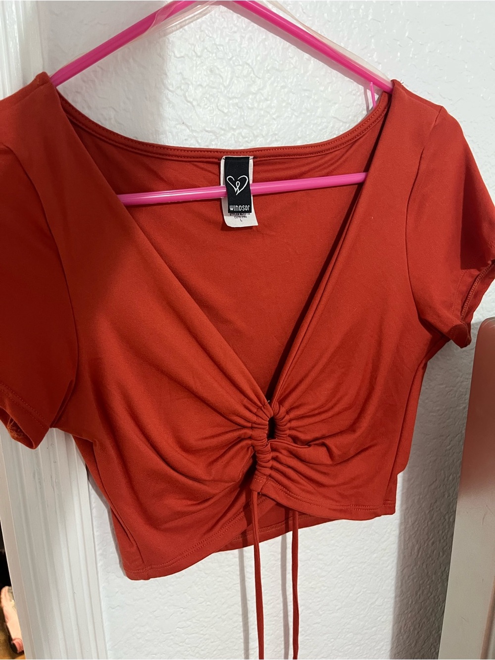 Windsor Burnt Orange Ruched Front Crop Top